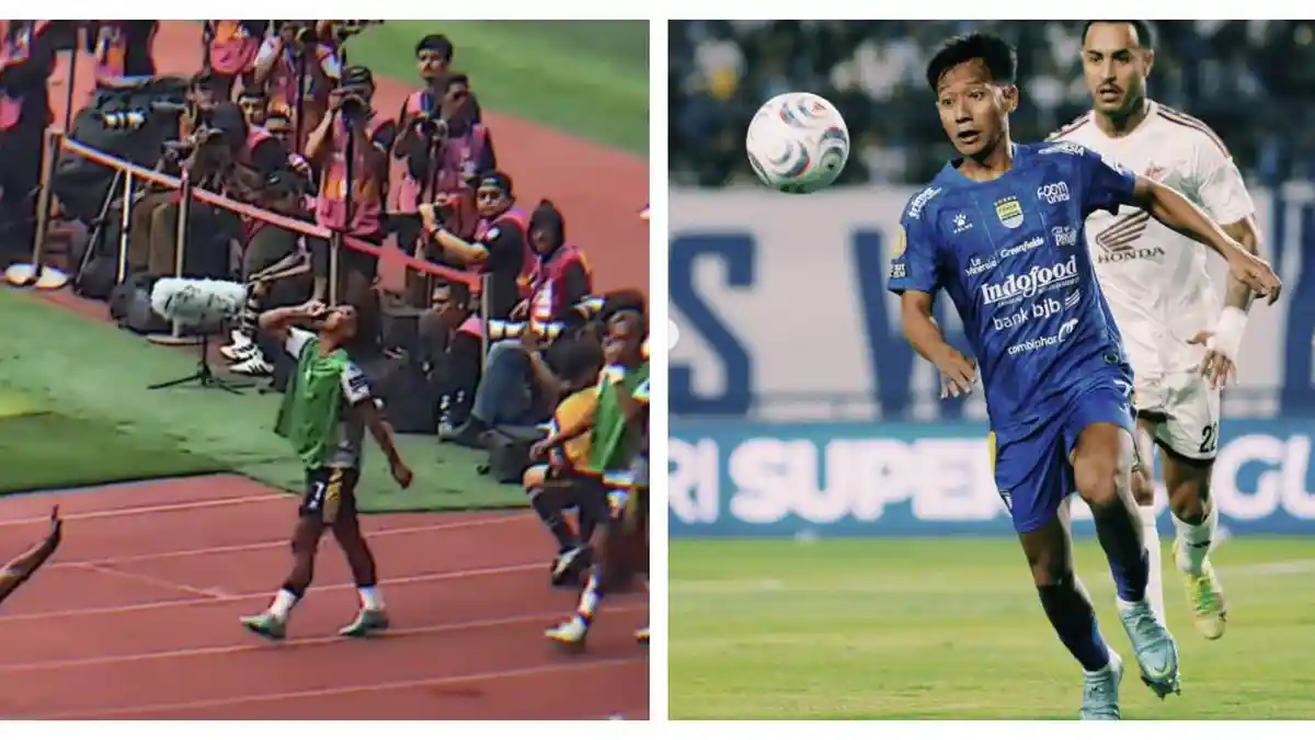 Beckham Putra saat melakukan pemanasan dalam laga Persija vs Persib di SUGBK