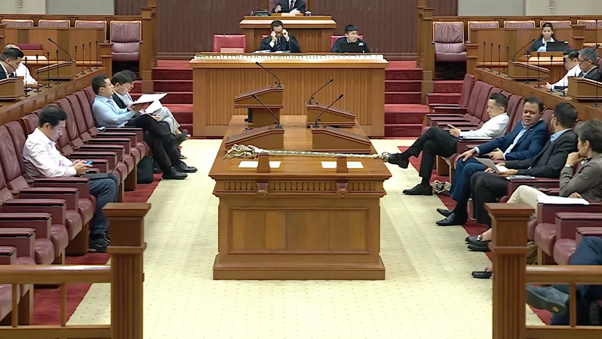Gedung Parlemen Singapura saat sidang pleno berlangsung