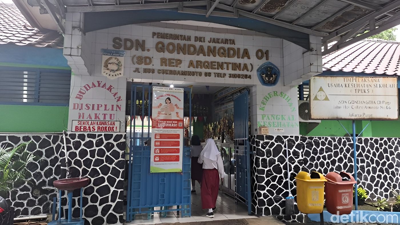 Gedung SDN Gondangdia 01 yang dijuluki sebagai SD Republik Argentina di Menteng Jakarta Pusat