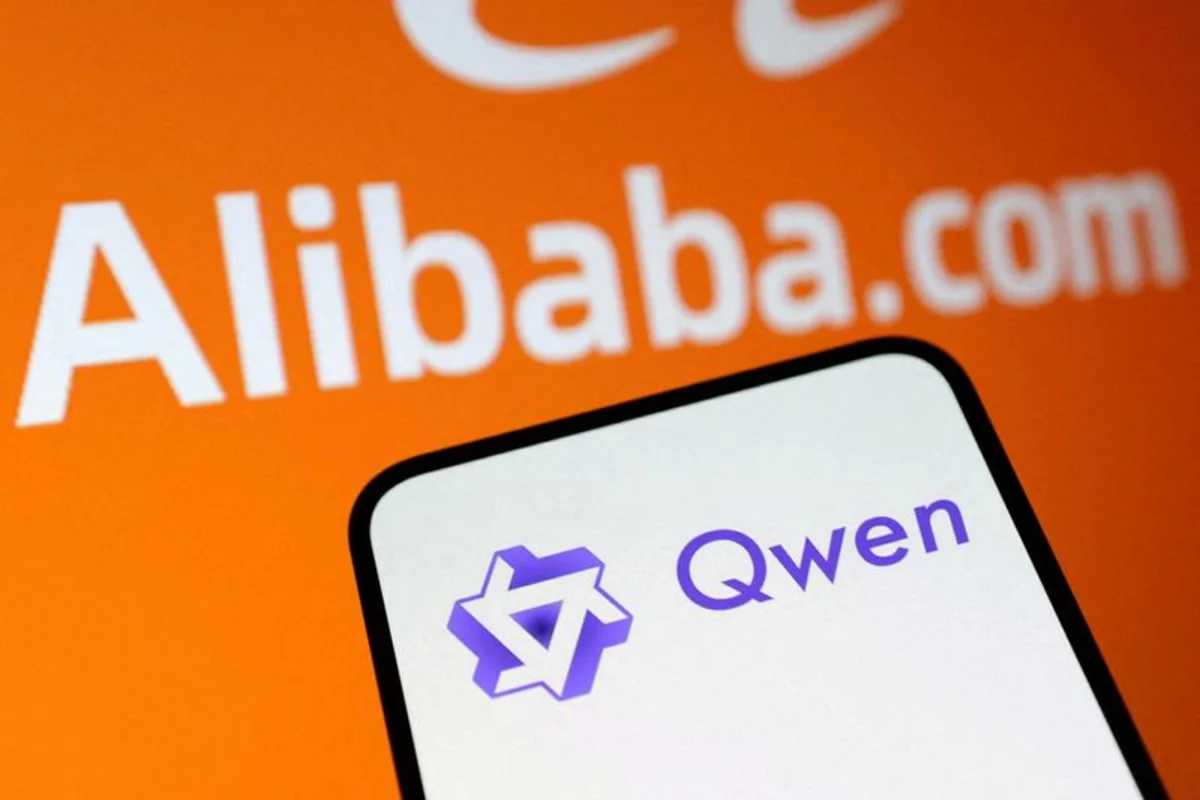 Ilustrasi chip Nvidia dan logo perusahaan teknologi China ByteDance serta Alibaba