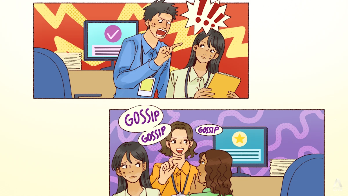 Ilustrasi karyawan menghadapi rekan kerja toksik di kantor