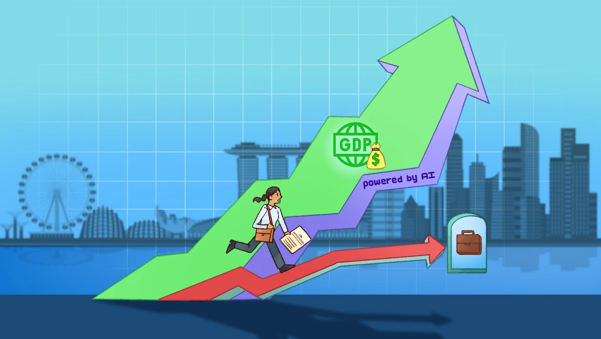 Ilustrasi pertumbuhan ekonomi berbasis kecerdasan buatan dan dampaknya pada tenaga kerja