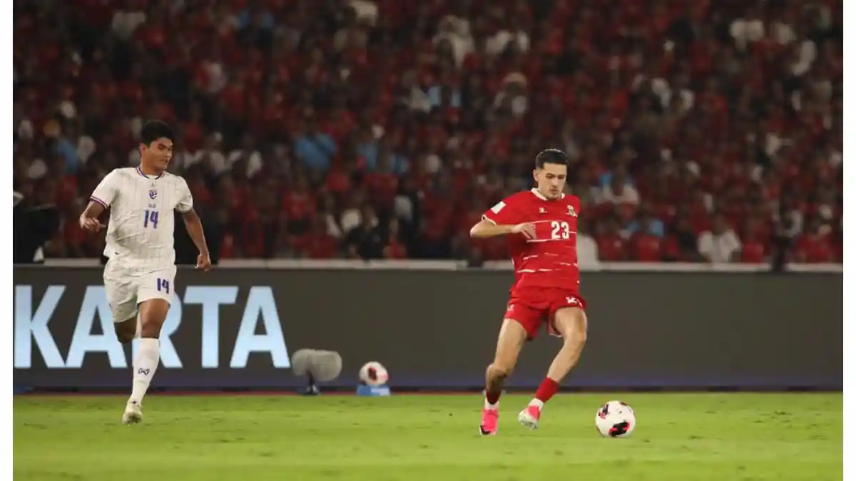 Justin Hubner merayakan kemenangan Timnas Indonesia di final FIFA ASEAN Cup 2026