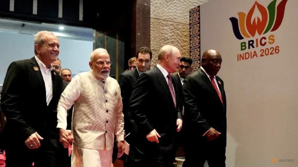 Para pemimpin negara anggota BRICS tiba di forum bisnis di New Delhi India