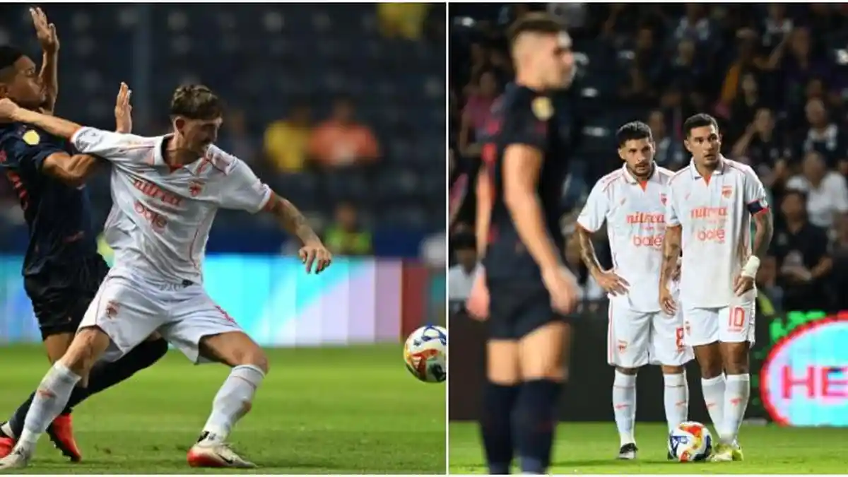 Pemain Borneo FC bertanding melawan Buriram United di ASEAN Club Championship
