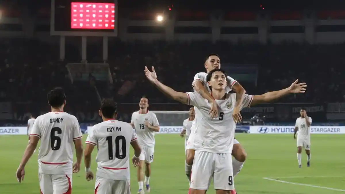 Selebrasi Timnas Indonesia saat mencetak gol ke gawang Bangladesh