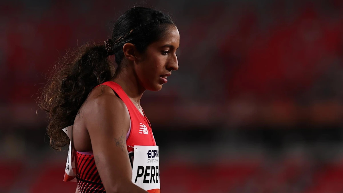 Shanti Pereira saat berlari di babak penyisihan lari 100 meter putri Asian Games 2026 di Nagoya
