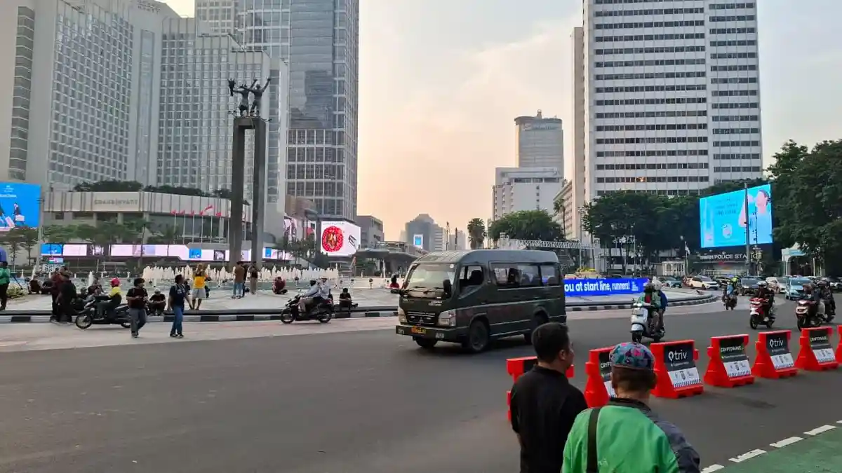 Suasana aksi unjuk rasa di sekitar kawasan Jakarta Pusat
