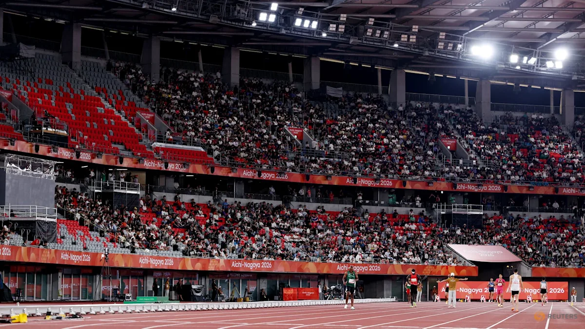 Suasana tribun stadion yang sepi penonton dalam ajang Asian Games di Jepang